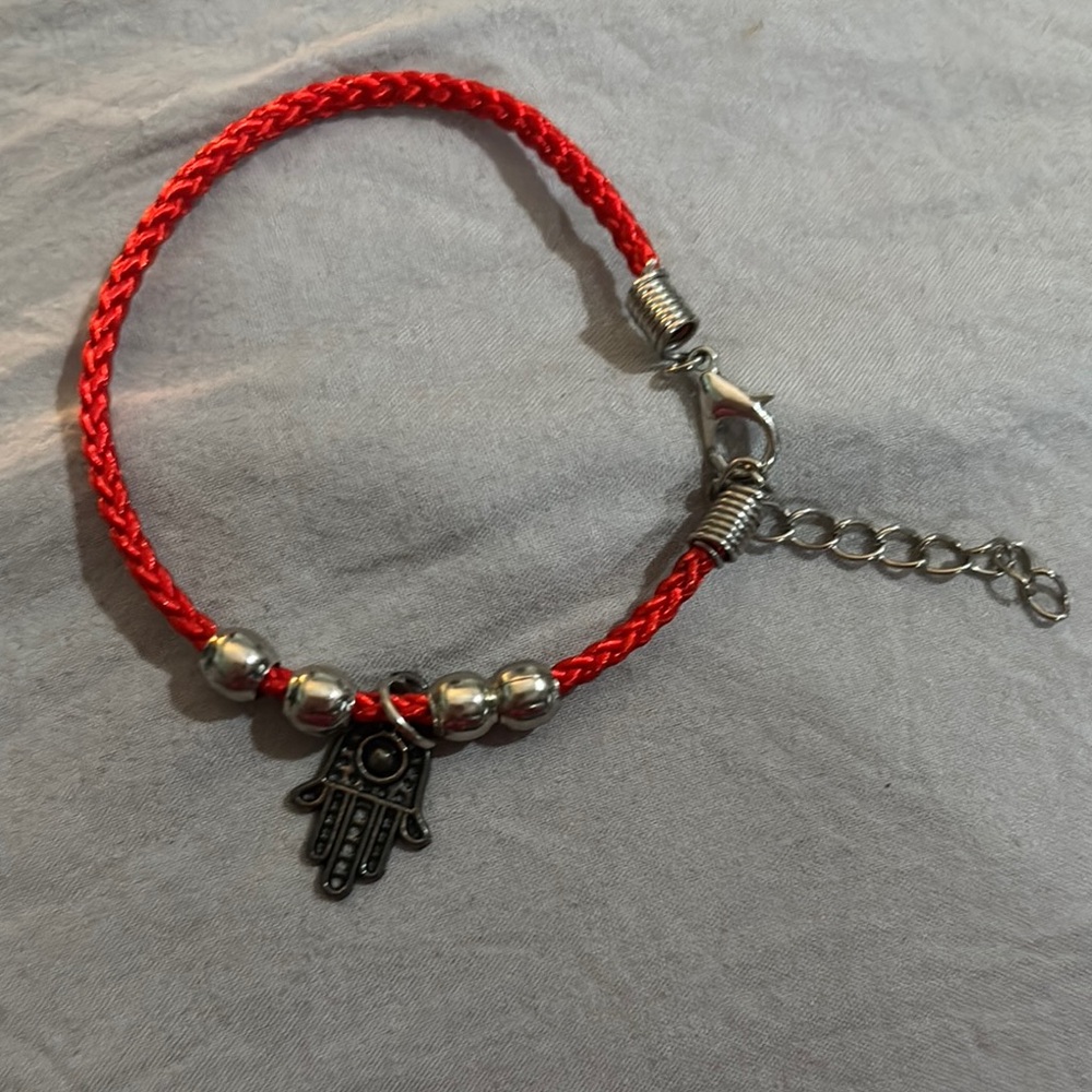 Red Braided Bracelet with Hamsa Charm